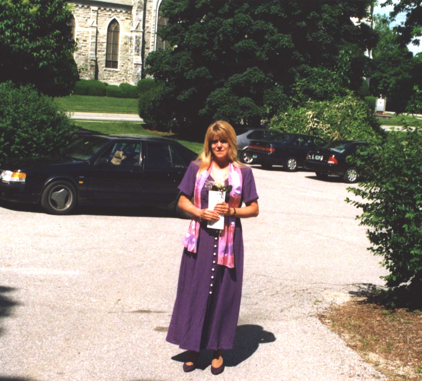 Beth outside the Justice of the Peace's office with our marriage license in her hand
